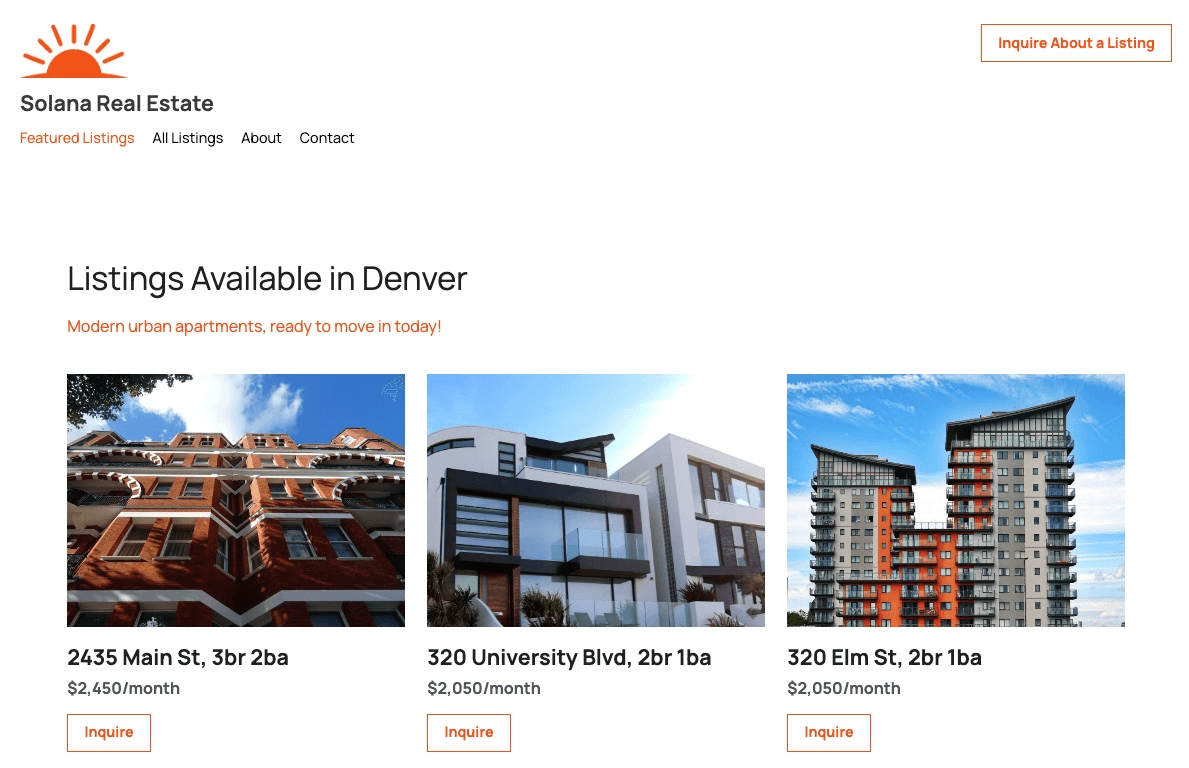 null Solana Real Estate Template by Strikingly